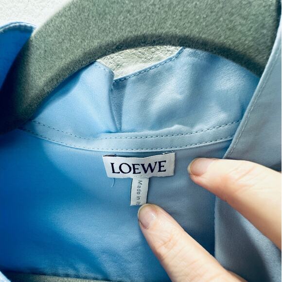 Loewe Light Blue Front Button Split Side Asymmetrical Hem Shirt Dress S - Picture 6 of 16